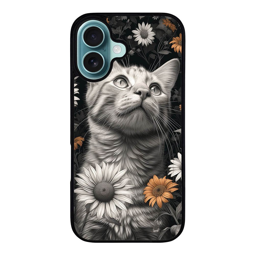 CAT WITH FLOWERS VL000148 iPhone 16 Case Cover