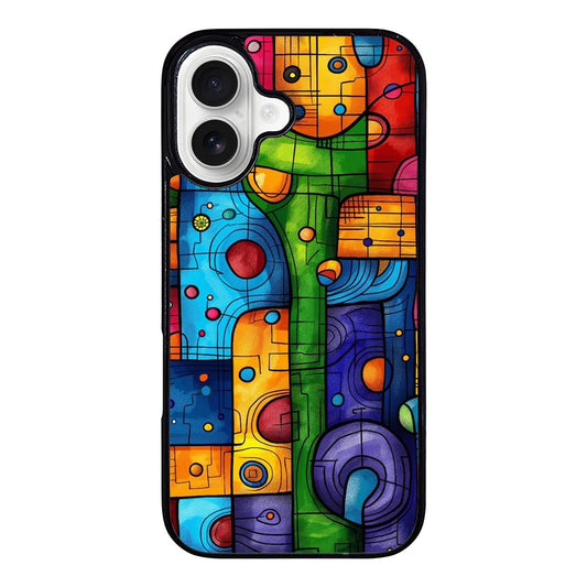 Vibrant Abstract Shapes iPhone 16 Case