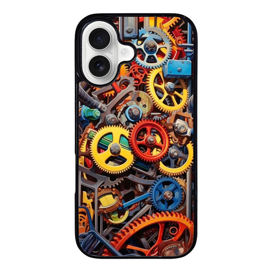 Colorful Gear Pattern iPhone 16 Case